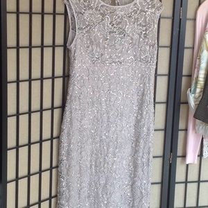 Roz&Ali gray dress with sequence and lace size 12